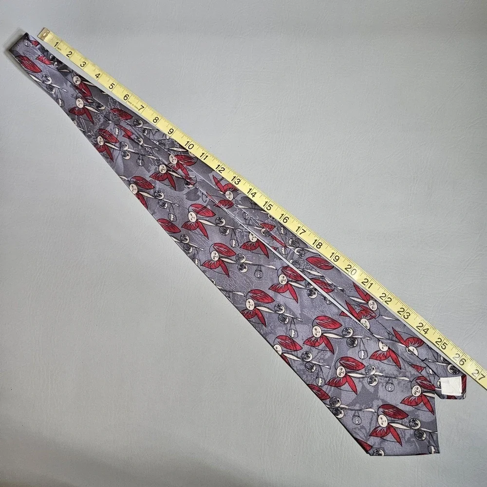 Picasso Tie Necktie Woman Flower Gray Red‎ 100% Silk Abstract Cubism Art